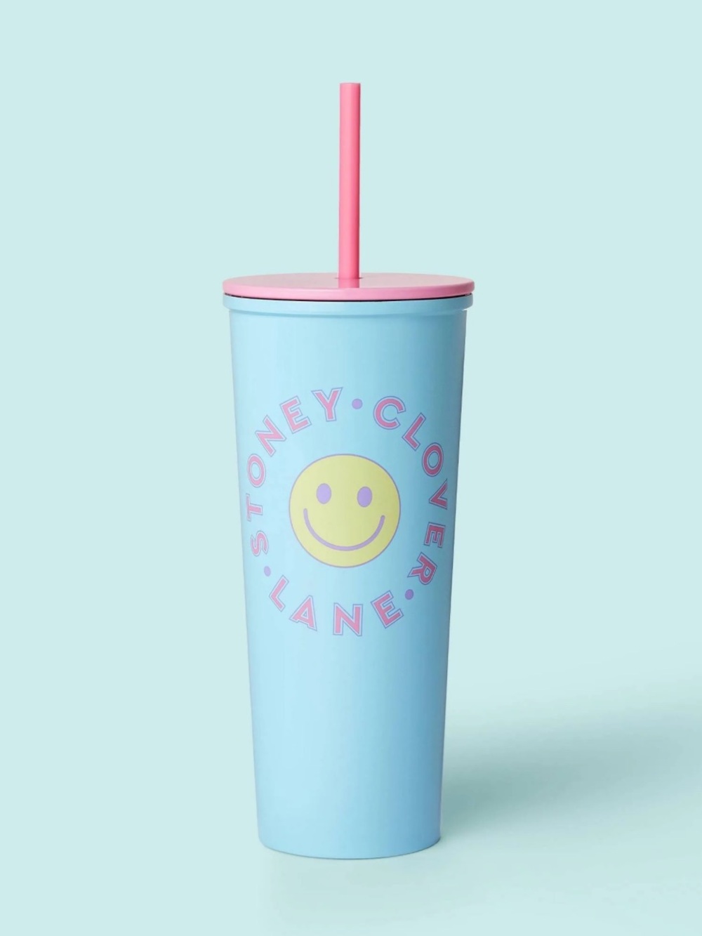 Stoney Clover Lane X Target Blue Pink Smiley Face Metal Heart Straw Tumbler